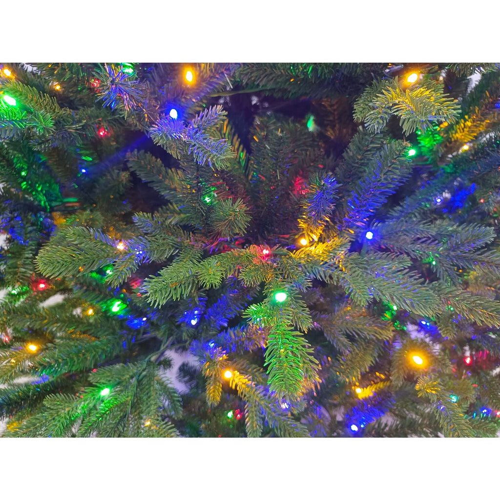 Fraser Hill Farm 7.5-Ft. Oregon Pine Christmas Tree with Dual Multicolor & Warm White LED Lights, FFOP075-6GR