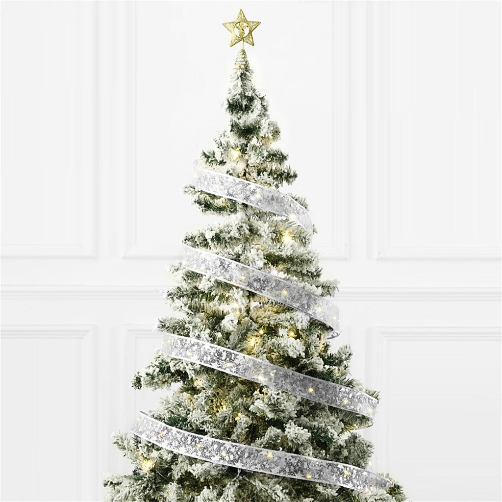 Christmas Tree Lights,Bouanq 6.5 FT 20 LED Ribbon Christmas Lights,Christmas Decorations Christmas Lights Tree Ornaments DIY Lace Bow LED Strip lights Decoration for Xmas Party Outdoor Hanging