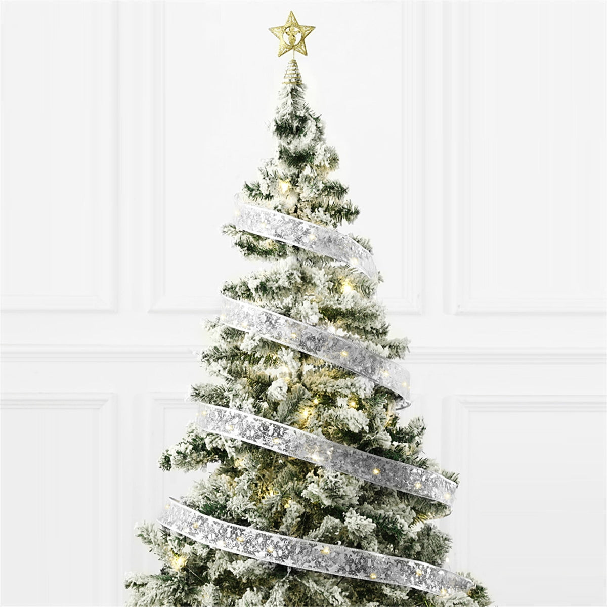 Christmas Tree Lights,Bouanq 6.5 FT 20 LED Ribbon Christmas Lights,Christmas Decorations Christmas Lights Tree Ornaments DIY Lace Bow LED Strip lights Decoration for Xmas Party Outdoor Hanging