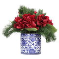 My Texas House Hydrangea Christmas Floral Arrangement in Ceramic Pot, Multicolor, 11"
