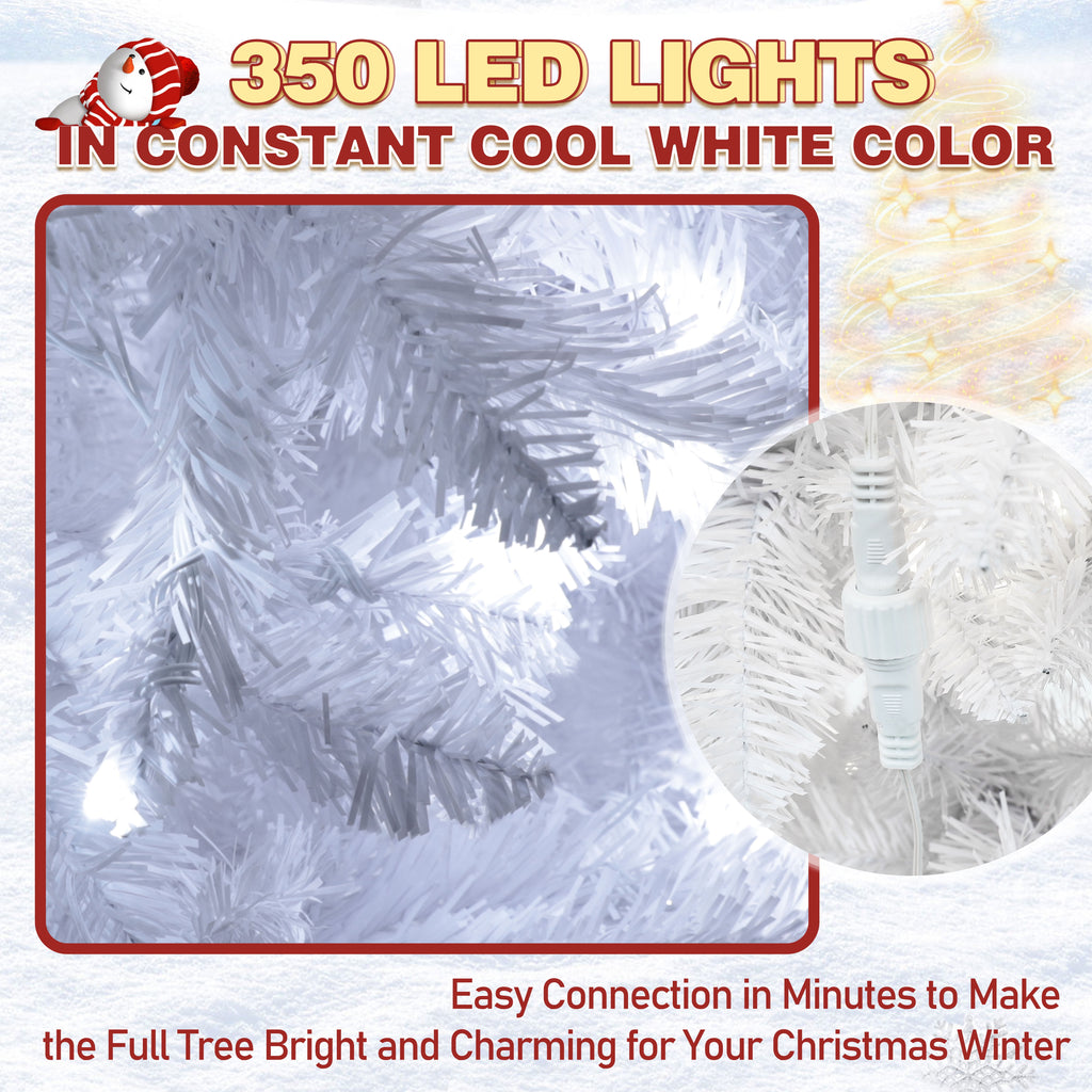 VEIKOUS 6.5ft Pre-lit Pencil Christmas Tree Slim w/250 LED Lights & Metal Stand, Green