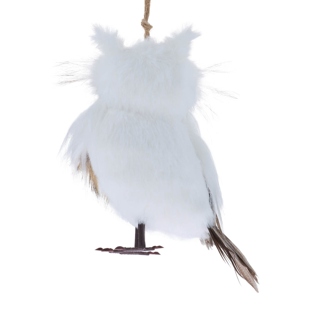 White and Brown Plush Owl Christmas Ornament, 6", by Holiday Time