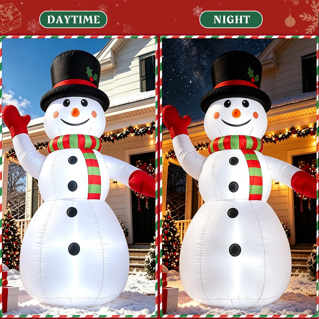 8 ft Christmas Snowman Inflatable with LED Lights, Blow up Outdoor Yard Lawn Decoration for Holiday Decor