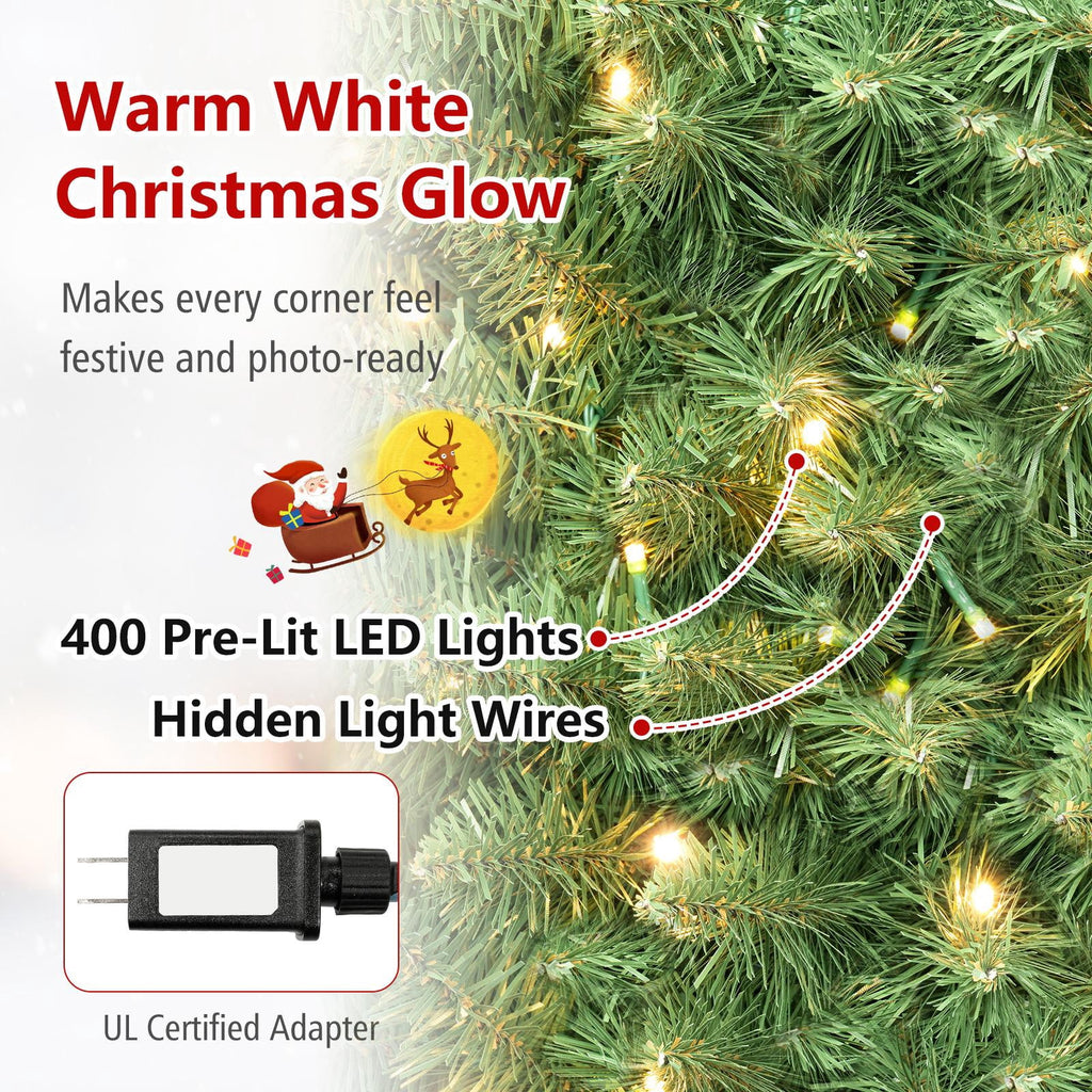 Costway 5 FT Pre-Lit Pencil Christmas Tree with 150 LED Lights & 296 Branch Tips Party