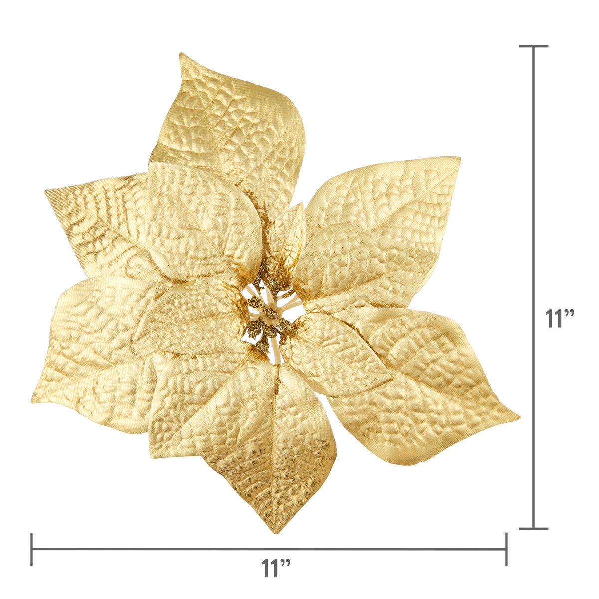 Gold Poinsettia Christmas Clip Ornament, 11", by Holiday Time