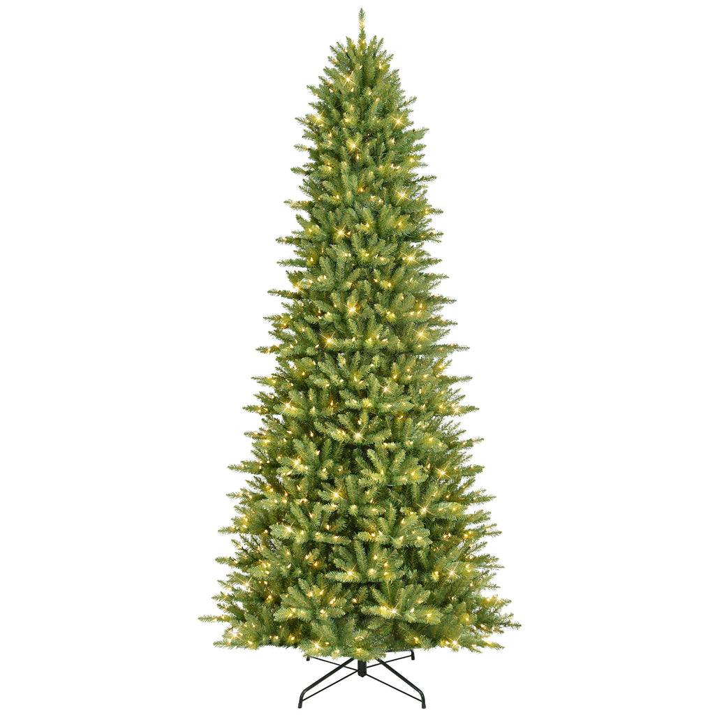 Puleo International Pre-Lit 12 ft Slim Fraser Fir Artificial Christmas Tree with 1,200 Clear Lights