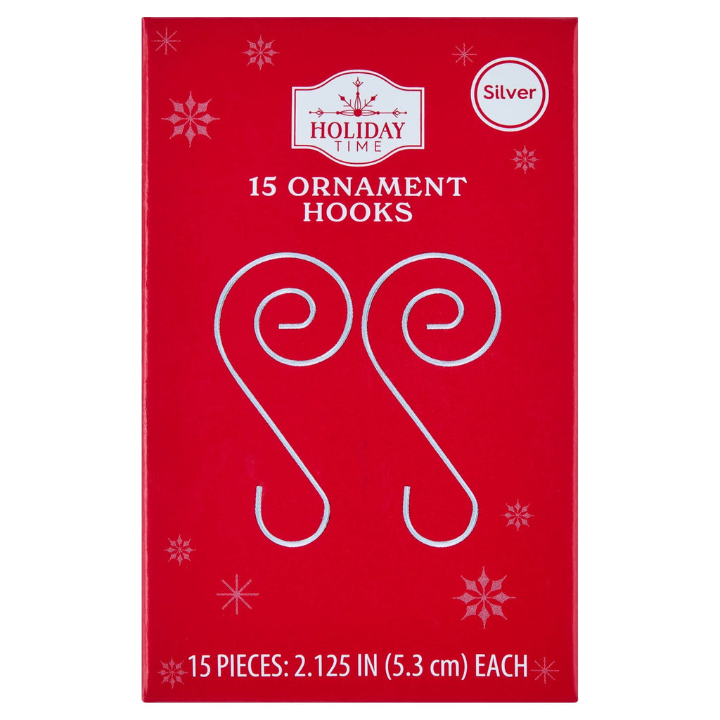 Large Silver Spiral Christmas Ornament Hooks, 2.3", 15 Count, by Holiday Time