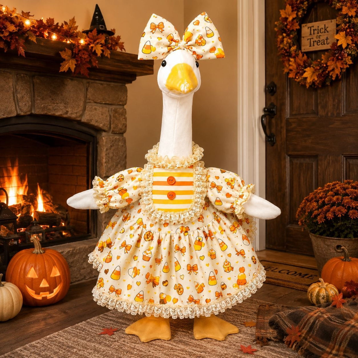 Lzobxe Porch Goose Clothes, Casual Style Lawn Yard Garden Decor for 23" High Cement or Plastic Geese, Goose Costume for All Season and Occasiona
