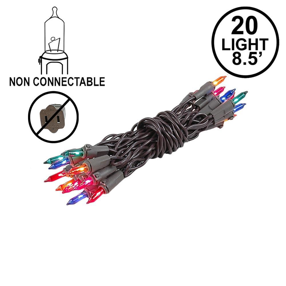 Novelty Lights Clear 20 Light Incandescent Craft Mini Christmas String Lights Brown Wire 8.5 feet