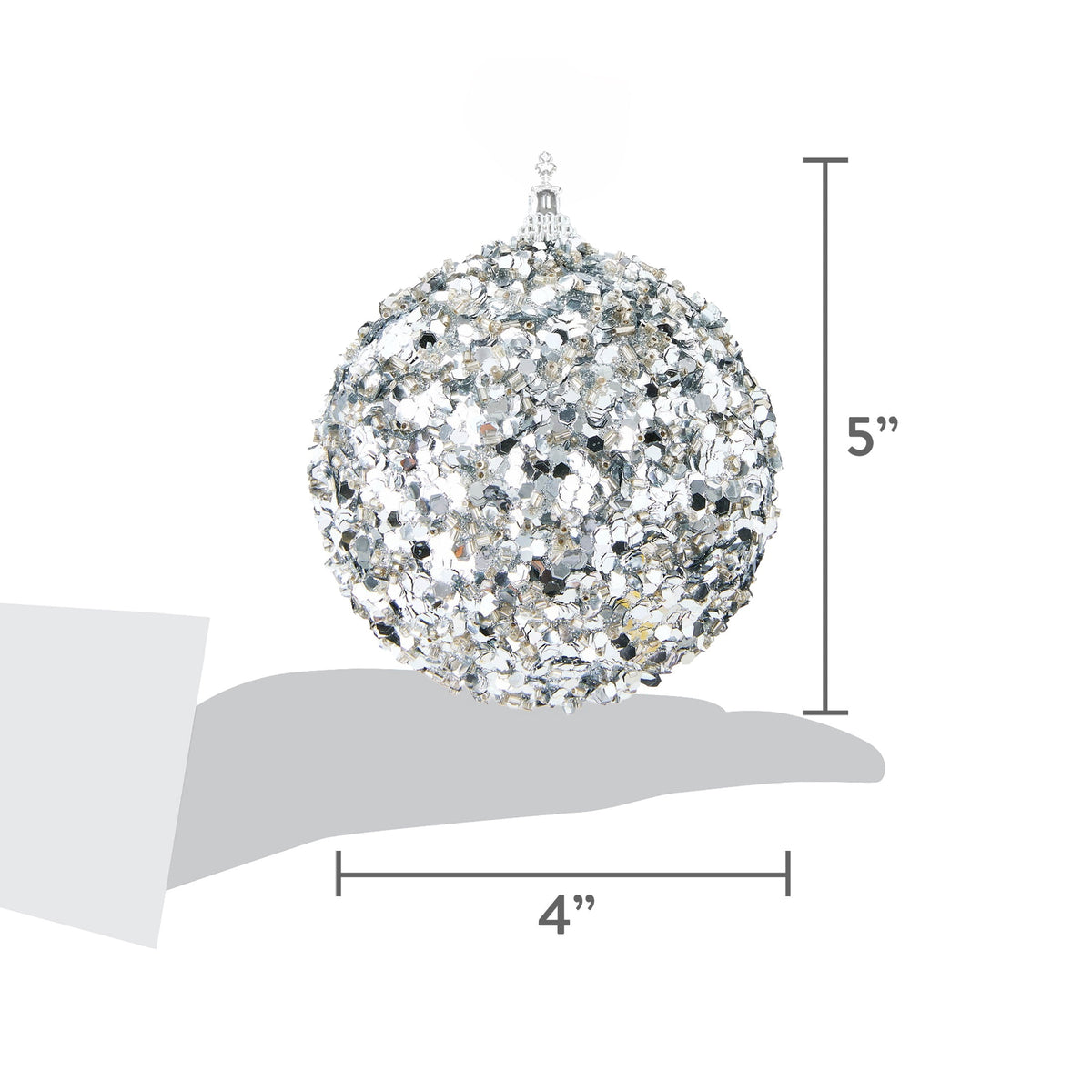 4-Count Silver Chunky Glitter Ball Christmas Ornaments, 4", by Holiday Time