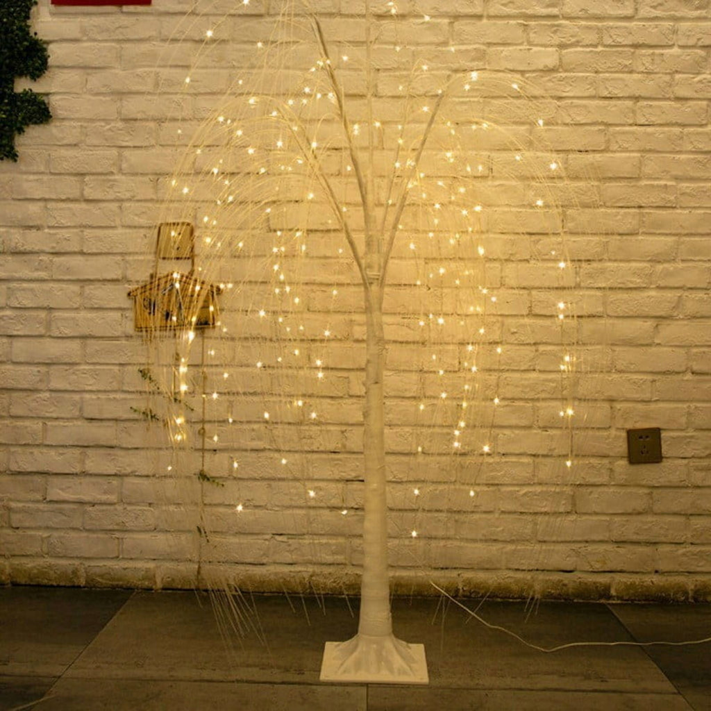 HOARBOEG 4FT Lighted Weeping Willow Tree, Outdoor Indoor Decorative LED Tree with Remote Control, Battery Operated Light Up Tree for Christmas Wedding Party Garden Home Decor