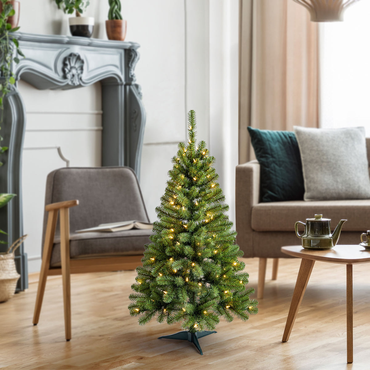 4ft. Pre-Lit Lakewood Spruce Artificial Christmas Tree, Warm White LED Lights by Ashland