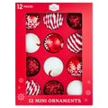 12-Count Red and White Ball Mini Christmas Ornaments, 1.8", by Holiday Time