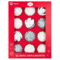 12-Count White and Silver Ball Mini Christmas Ornaments, 2", by Holiday Time