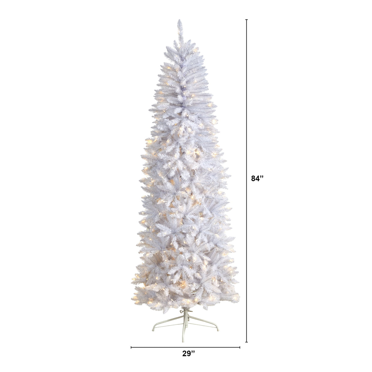 Nearly Natural 3' White Slim Artificial Christmas Tree Prelit 50 Warm White LED Lights