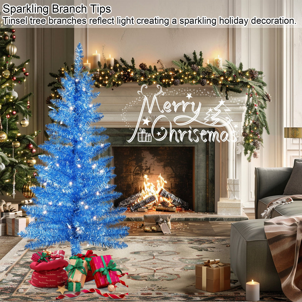 Mayhihi 4FT White Small Christmas Tree with Lights, Artificial Xmas Trees for Home Office