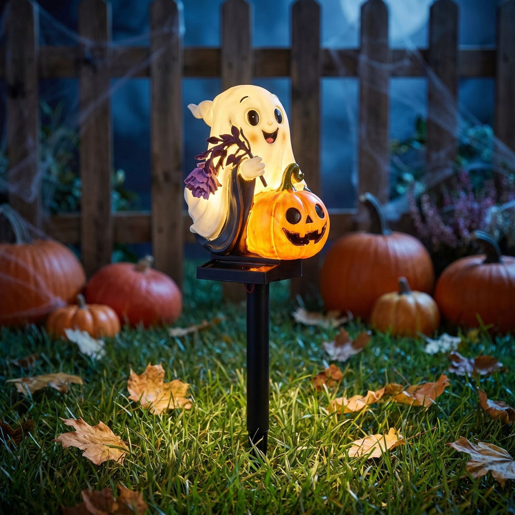 Stijggn Halloween Pumpkin Stake Solar Garden Lights, Waterproof Multi Branch Little Pumpkin Lantern Garden Stake Lights Outdoor Walkway Yard Garden Decoration