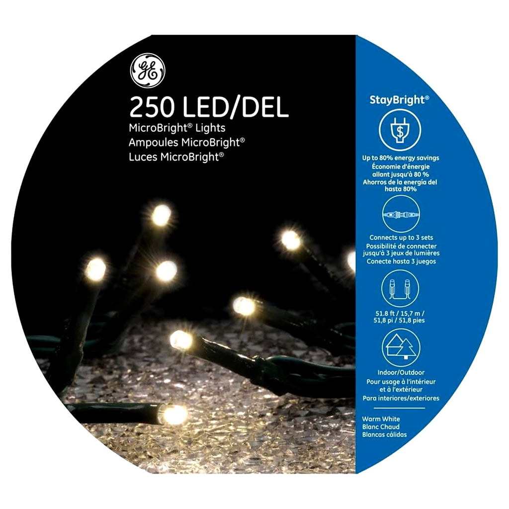 GE StayBright 250 LED Microbright Multicolor String Lights Green Wire 51.8FT