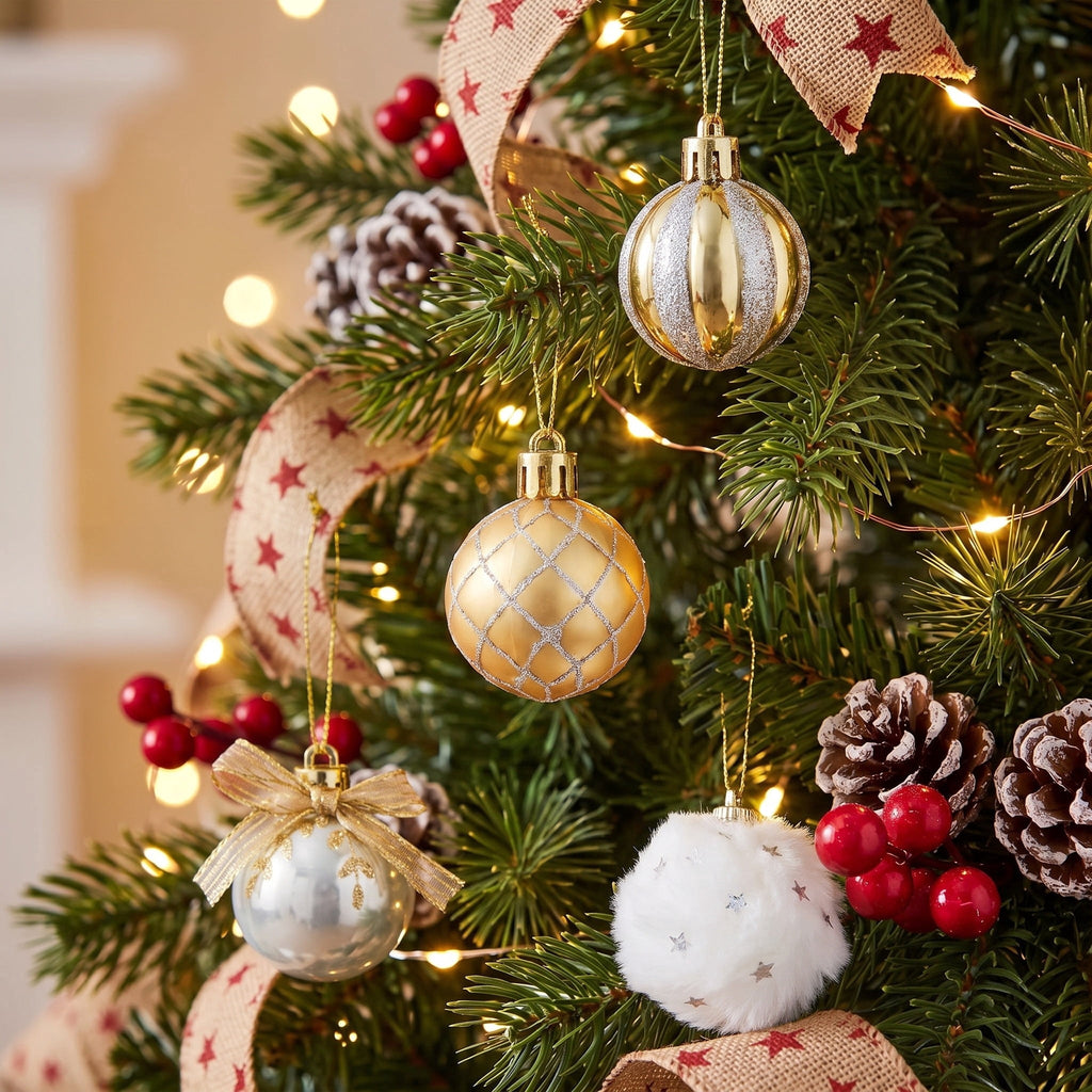 12-Count Gold/Silver/White Ball Mini Christmas Ornaments, 1.8", by Holiday Time