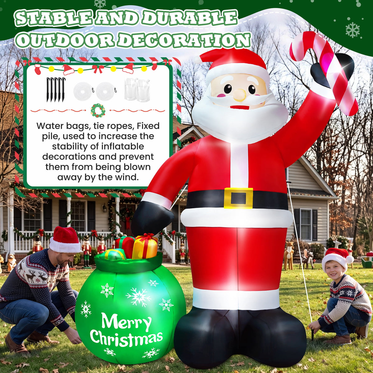 Yexmas 7FT Christmas Inflatable Santa Claus with Photo Frame, Blow Up Santa Claus Xmas Decorations for Outdoor Indoor, Built-in LED Light for Yard Gardern Lawn