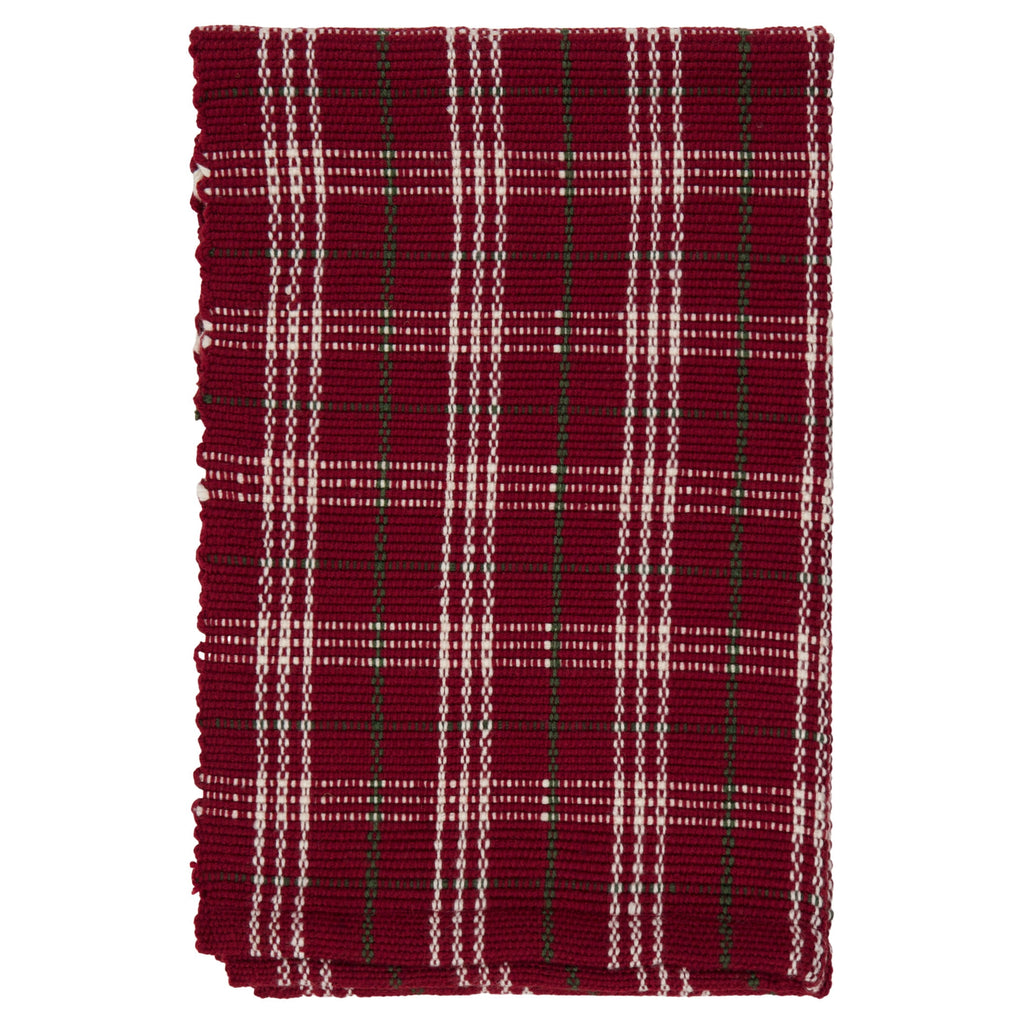 My Texas House Red Holiday Plaid Indoor/Outdoor Layering Christmas Rug, 24" x 38"