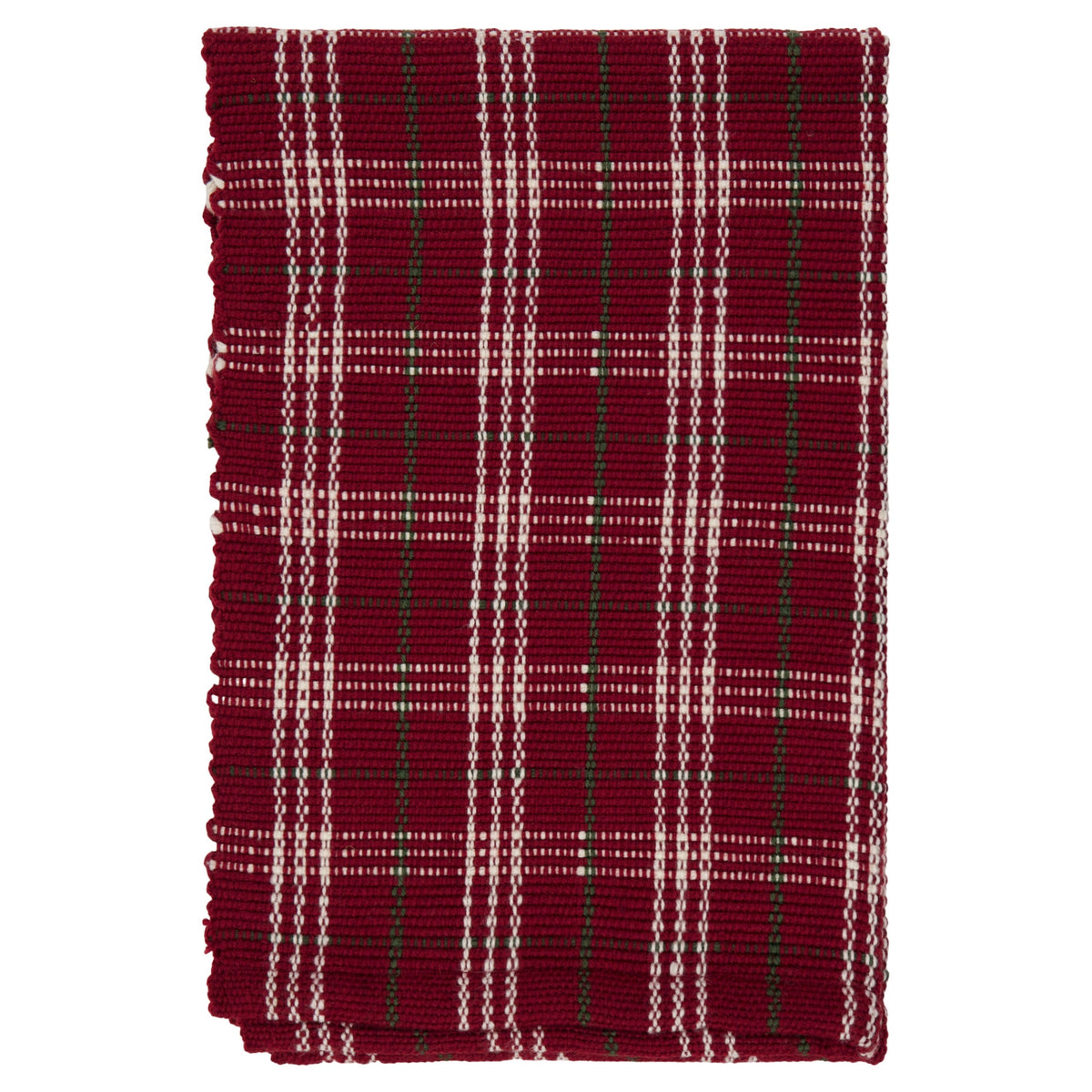 My Texas House Red Holiday Plaid Indoor/Outdoor Layering Christmas Rug, 24" x 38"