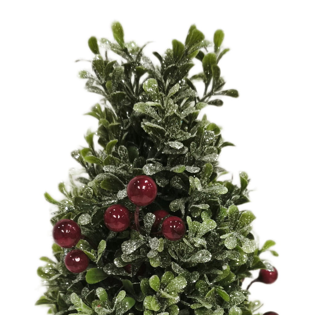 Boxwood Tree with Berries Christmas Decoration, Green and Red, 12", by Holiday Time