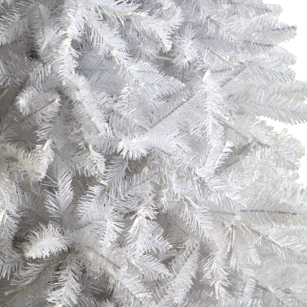 Nearly Natural 3' White Slim Artificial Christmas Tree Prelit 50 Warm White LED Lights