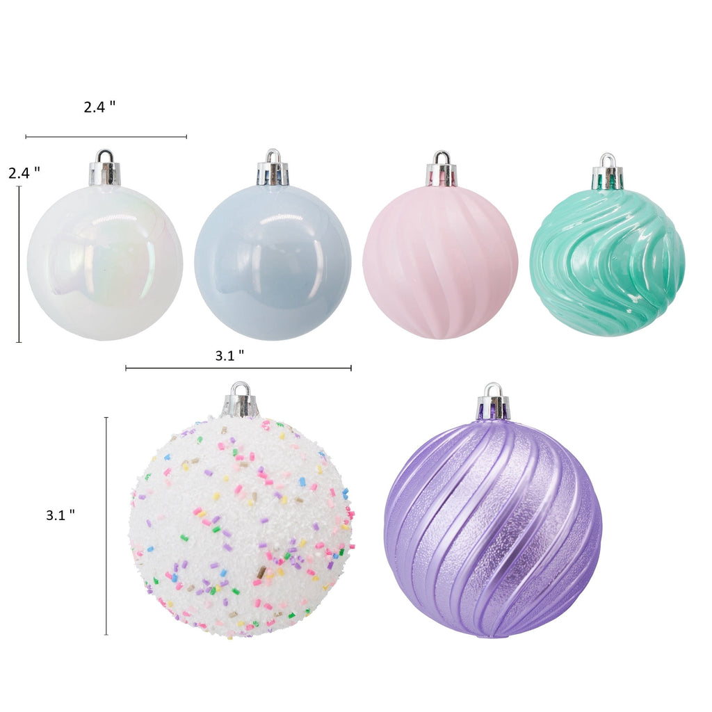 75-Count Multicolor Pastel Ball Shatterproof Christmas Ornaments, by Holiday Time