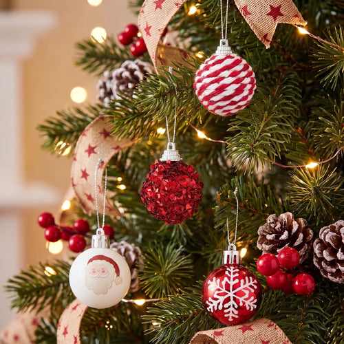 12-Count Red and White Ball Mini Christmas Ornaments, 1.8", by Holiday Time