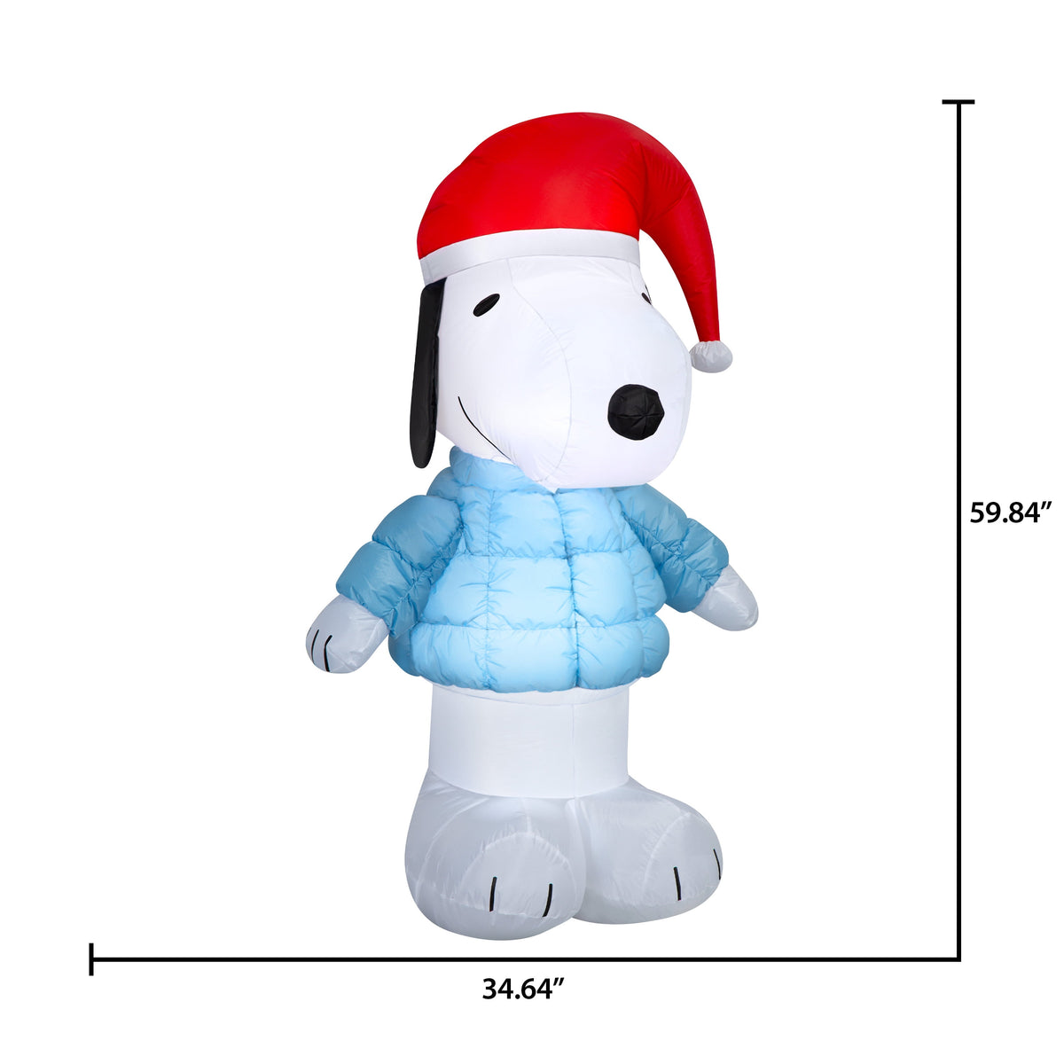 Christmas Peanuts Snoopy in Puffer Sweater and Santa Hat LED Yard Inflatable 5ft