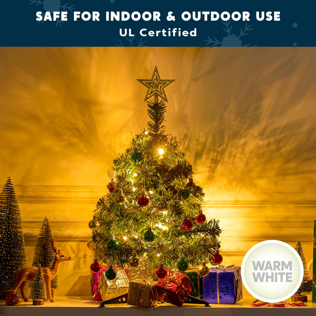 Joyfy 24in Prelit Tabletop Christmas Tree with Decoration Kit (Gold, Battery Operated)