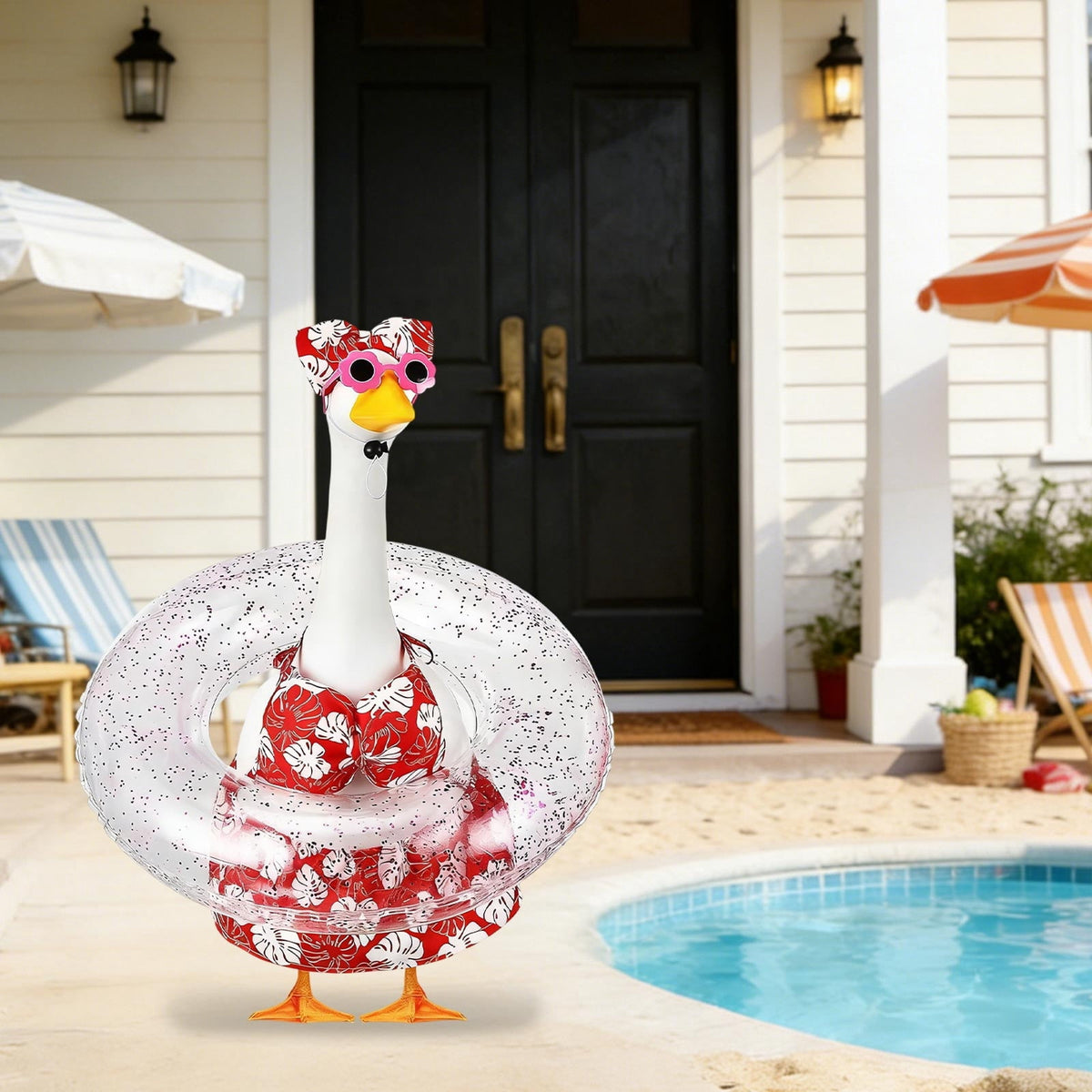 Lzobxe Porch Goose Clothes, Casual Style Lawn Yard Garden Decor for 23" High Cement or Plastic Geese, Goose Costume for All Season and Occasiona