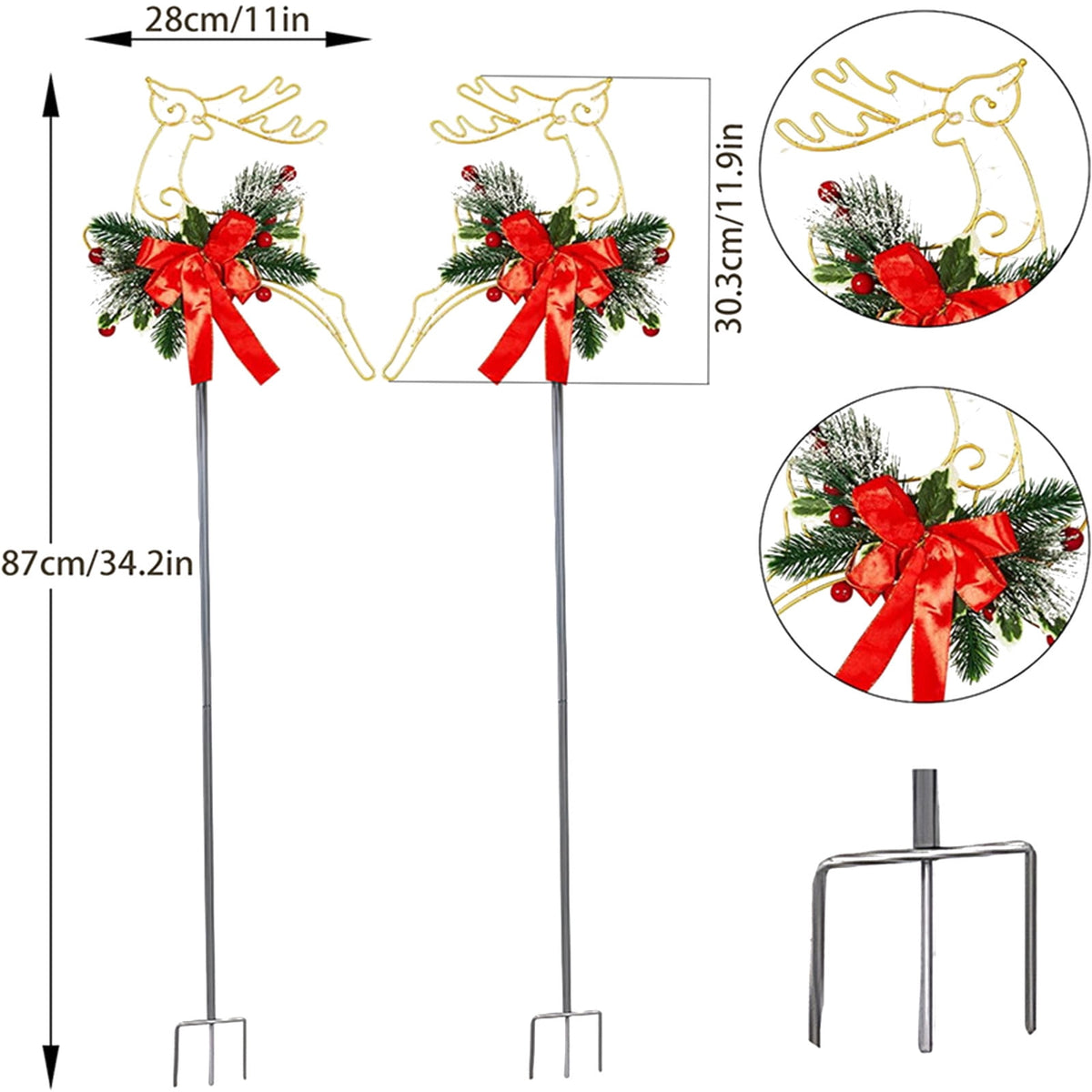AuroraX Christmas Tree Christmas Decorations DIY 8 Lighting Modes Solar Waterproof Lighted Holiday Yard Stakes Indoor Outdoor Lights Patio Christmas Decorations