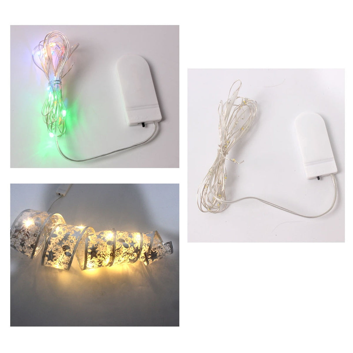 Christmas Tree Lights,Bouanq 6.5 FT 20 LED Ribbon Christmas Lights,Christmas Decorations Christmas Lights Tree Ornaments DIY Lace Bow LED Strip lights Decoration for Xmas Party Outdoor Hanging