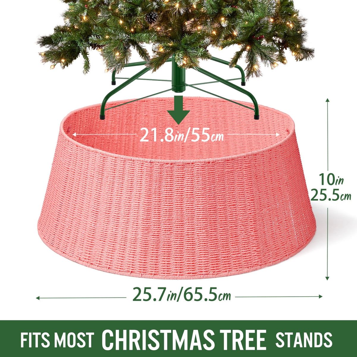 Ayieyill 26 inch Christmas Tree Collar, Christmas Tree Skirt Cover for Christmas Tree Decorations | Rattan (Natural)