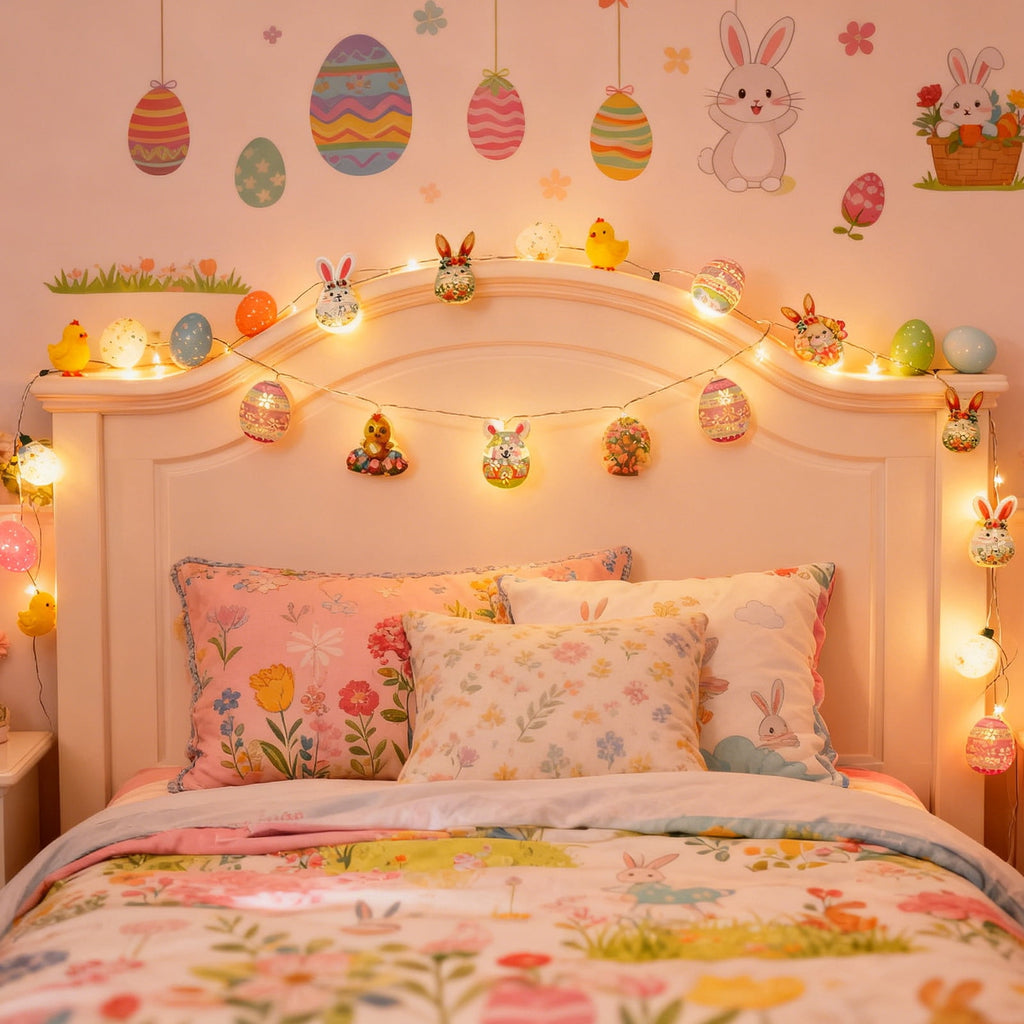 XGFHYJEH Easter Light Egg String Lights Battery Operated 15M 10LED Fairy String Lights for Easter Decor Indoor Bedroom Patio Spring Theme Party Decor