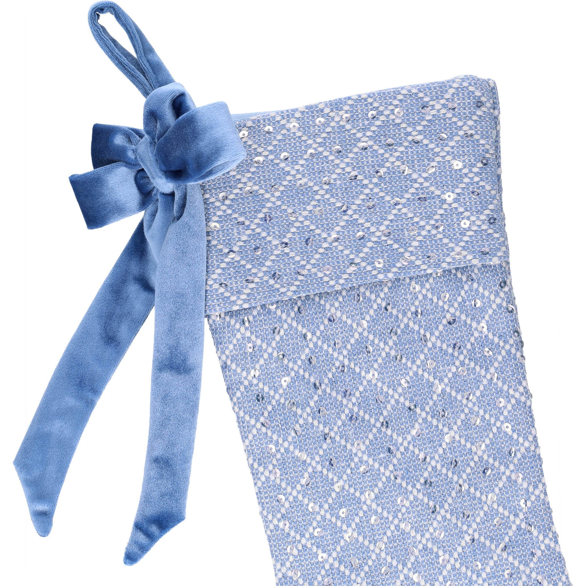 Sequin Christmas Stocking, Blue, 18", by Holiday Time