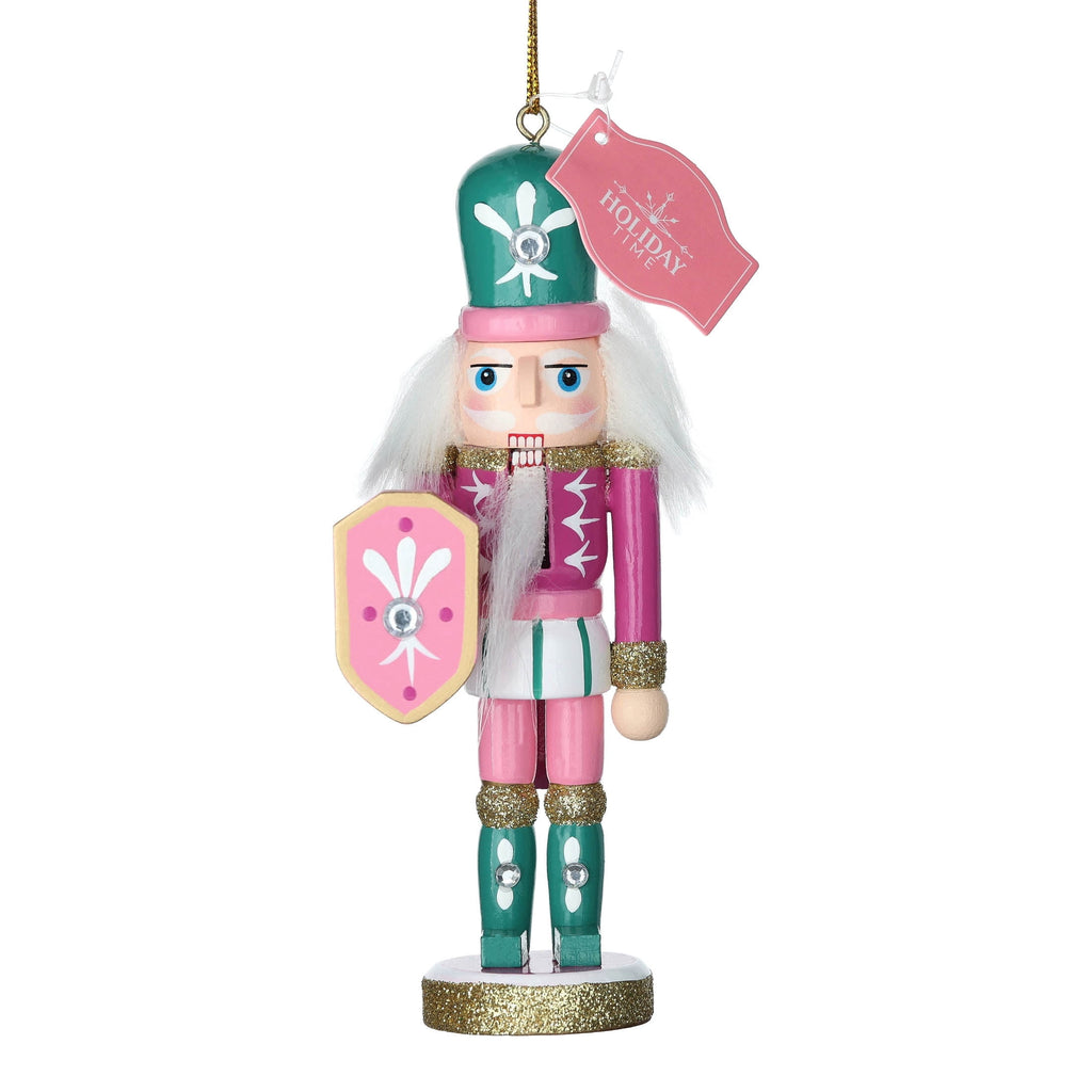 Pink and Green Wood Nutcracker Christmas Ornament, 5.3", by Holiday Time