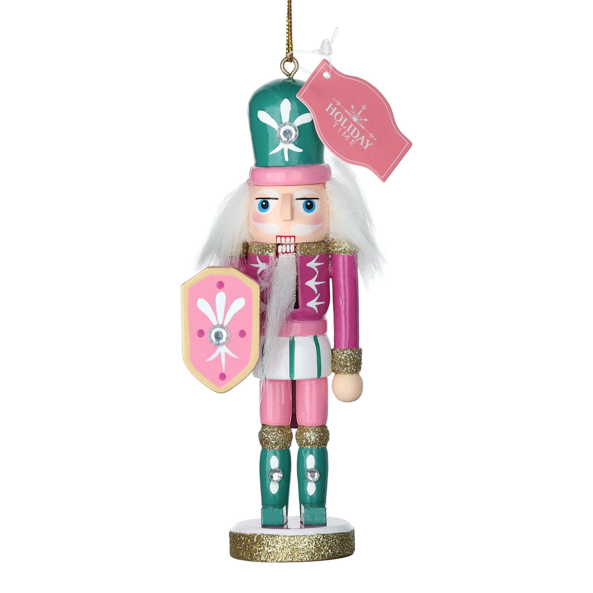 Pink and Green Wood Nutcracker Christmas Ornament, 5.3", by Holiday Time