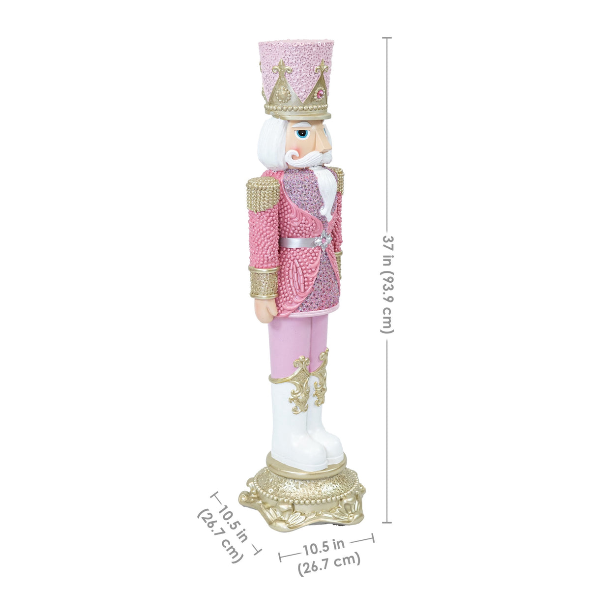 Sunnydaze Pink Polyresin Kenneth the Princely Nutcracker Christmas Statue, 37"