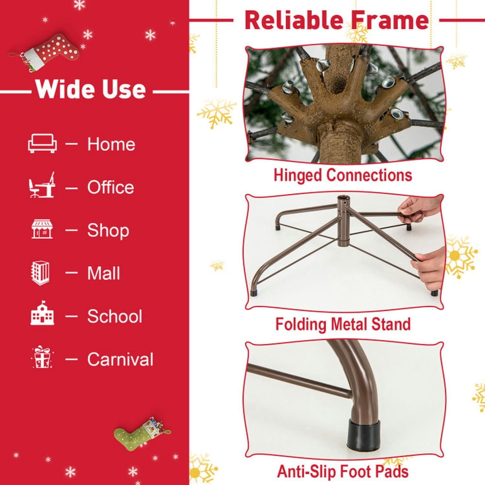 Topcobe 6.5/7.5 Feet Artificial Cypress Christmas Tree Pre-lit Hinged, Christmas Tree for Christmas Decoration-6.5 ft