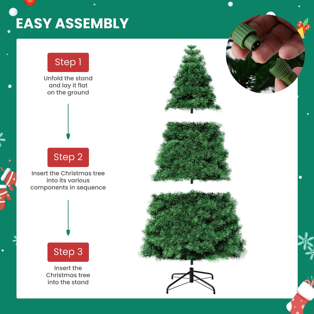 JIOABL 6ft Pre-Lit Spruce Artificial Christmas Tree for Home, Office, and Party Decor