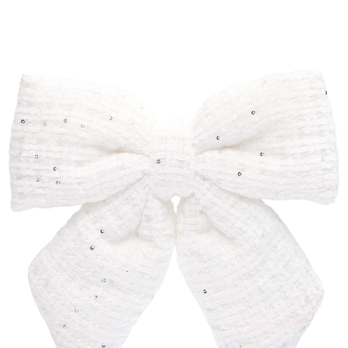 My Texas House White Tweed Decorative Christmas Bow, 10"