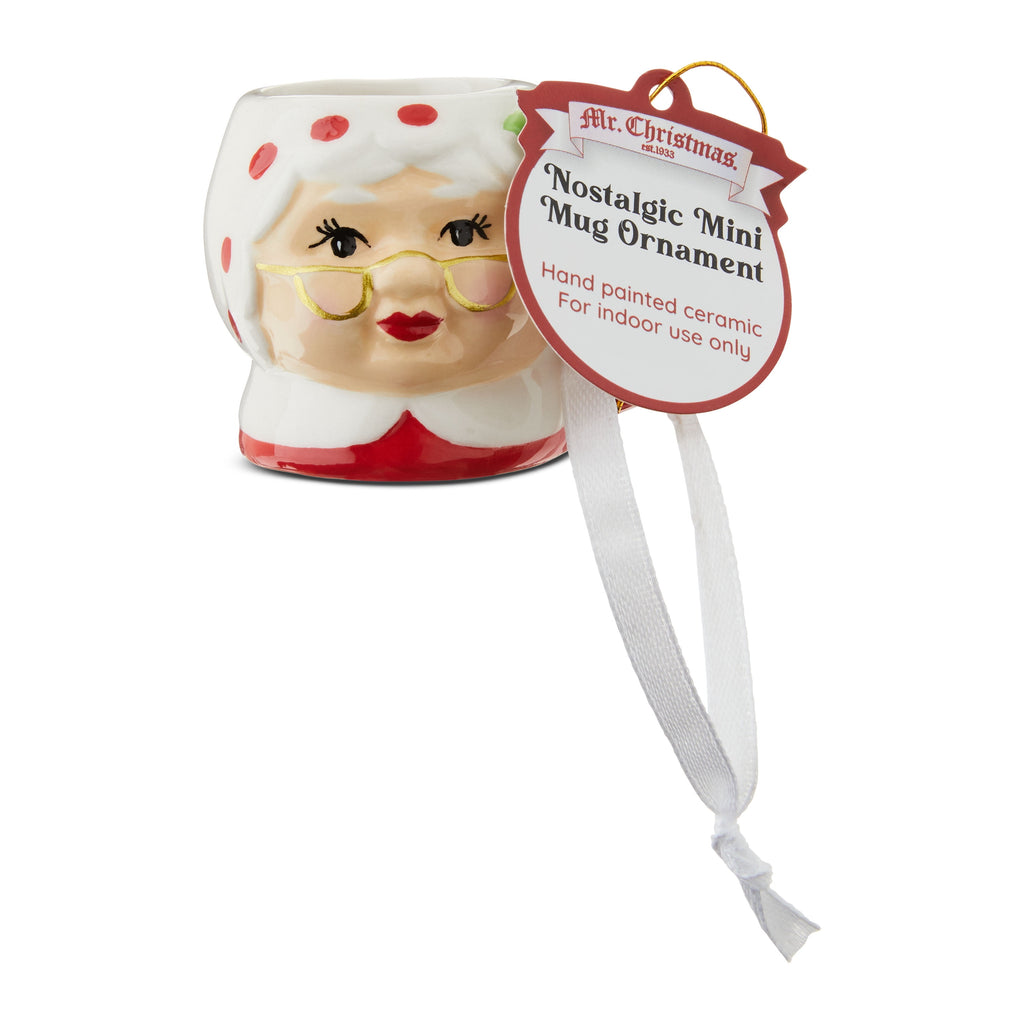 Mr. Christmas Mini Mug Ornament Mrs. Claus 1.5", Red