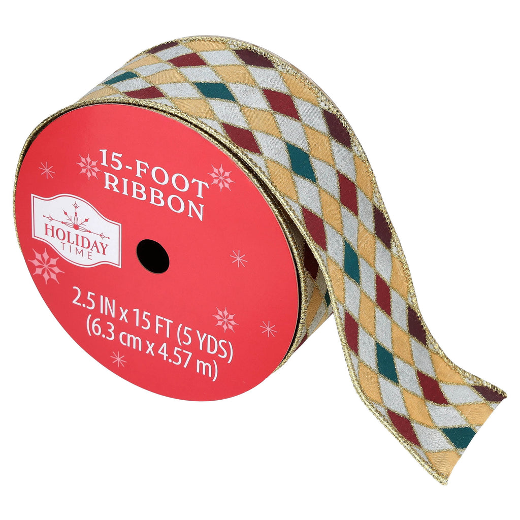 Multicolor Harlequin Christmas Ribbon, 2.5" x 15', by Holiday Time