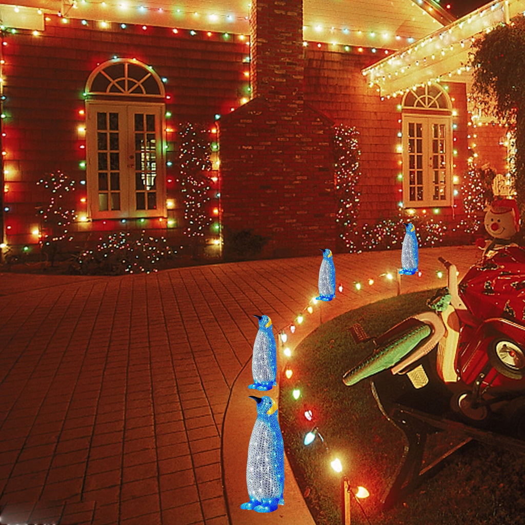 AZXY Clearance!Christmas Yard Decorations Penguin,Pre-Lit Penguin Christmas Garden Stakes,Large Animals Statue Outdoor Ornaments with Led Lights for Outdoor Decorations