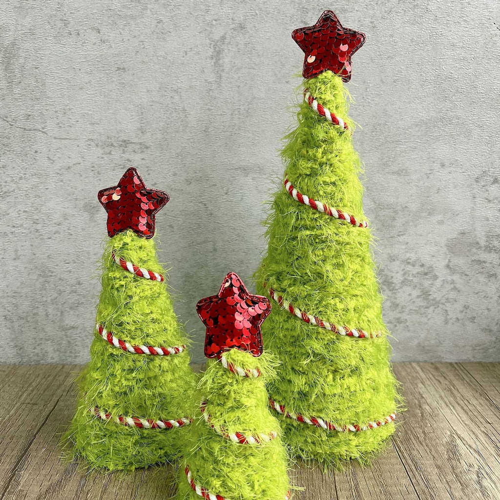 3 Pcs Lime Green Furry Christmas Tree Tabletop Yarn Christmas Decorations Mini Green Christmas Tree Centerpiece Artificial for Christmas Party Home Ornaments