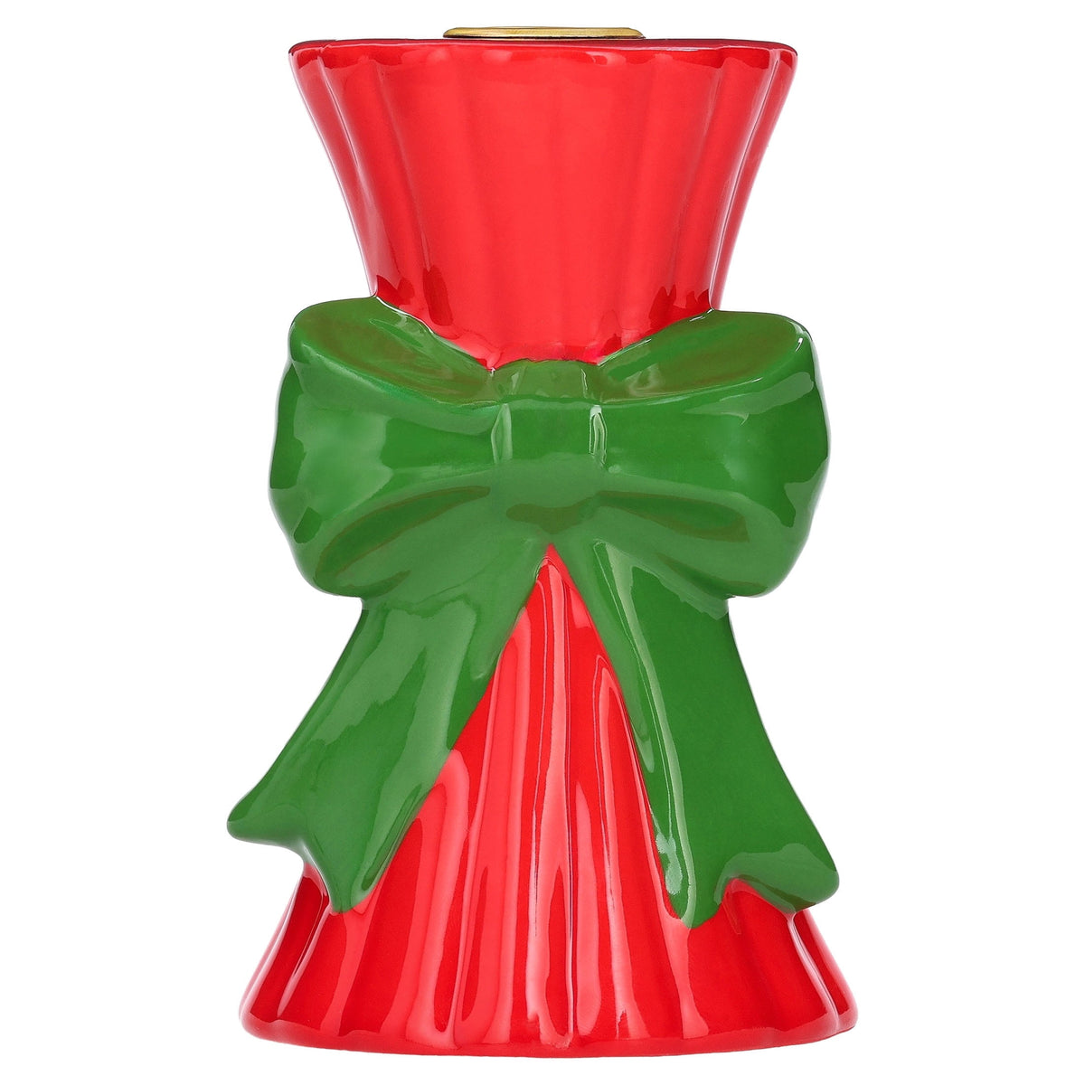 Red and Green Ceramic Christmas Taper Candle Holder, 5.5", by Holiday Time