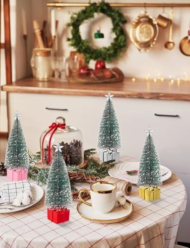 Mini Christmas Tree with Lights, 4 Pack Tabletop Christmas Trees